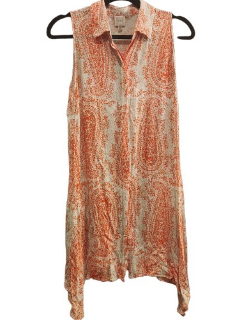 Cupio Coral and White Paisley Sharkbite Tunic Dress Size Medium